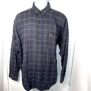 Chaps‎ Ralph Lauren ,L Navy blue white stitch squares long sleeve, button down